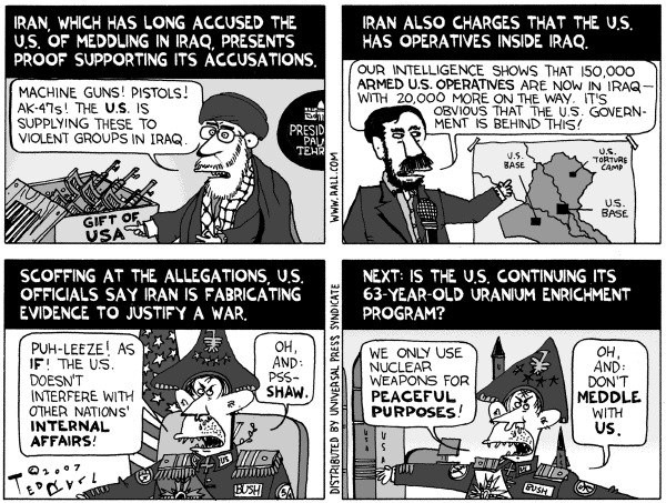 Editorial Cartoon by Ted Rall on Bush Promises Action Against Iran