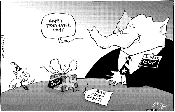 Editorial Cartoon by Tony Auth, Philadelphia Inquirer on White House Focuses on Troops