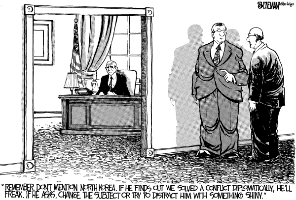 Editorial Cartoon by Drew Sheneman, Newark Star Ledger on Agreement Reached with North Korea