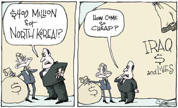 Editorial Cartoon by Signe Wilkinson, Philadelphia Daily News on Agreement Reached with North Korea