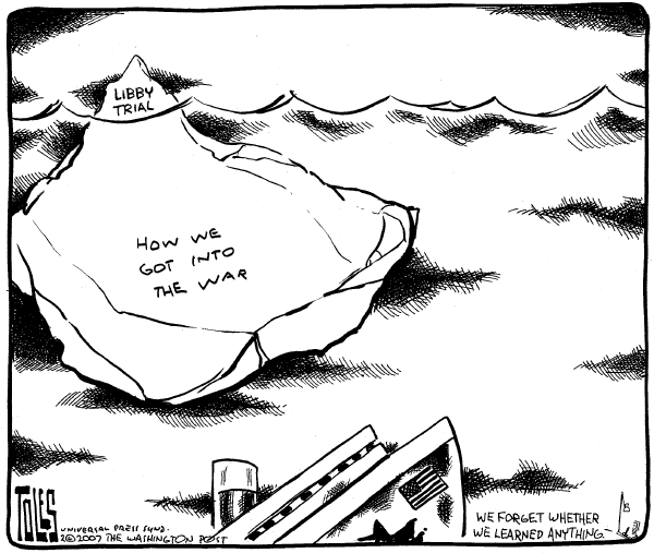 Editorial Cartoon by Tom Toles, Washington Post on Libby Trial Goes to Jury