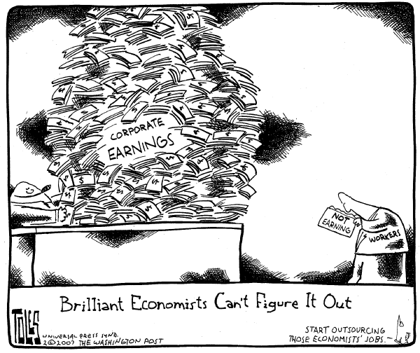 Editorial Cartoon by Tom Toles, Washington Post on Stock Market Takes a Hit