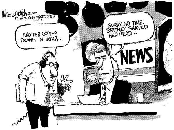 Editorial Cartoon by Mike Luckovich, Atlanta Journal-Constitution on Television Ratings Up