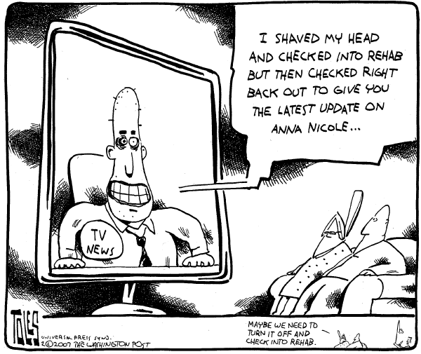Editorial Cartoon by Tom Toles, Washington Post on Television Ratings Up