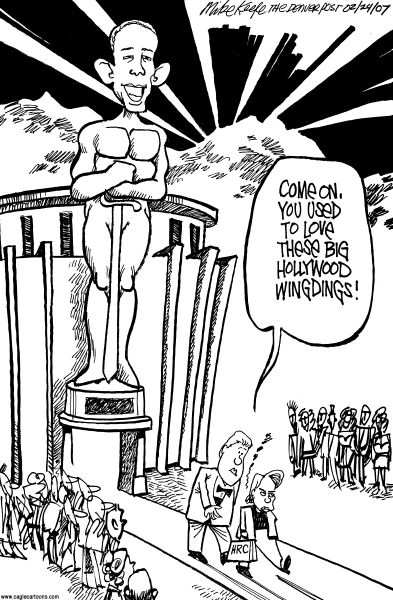 Editorial Cartoon by David Horsey, Seattle Post-Intelligencer on Hillary Hurt By War Vote
