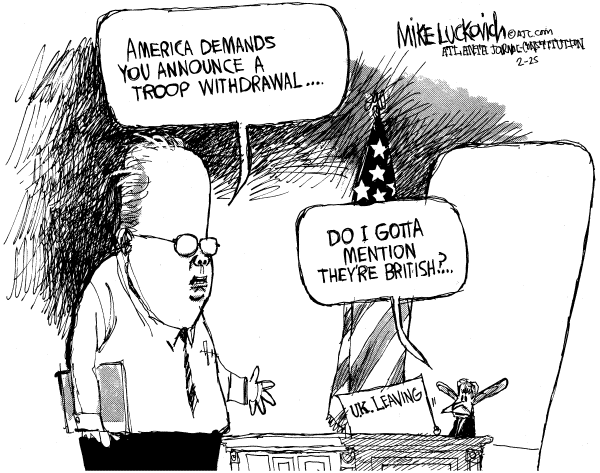 Editorial Cartoon by Mike Luckovich, Atlanta Journal-Constitution on US Surge Underway