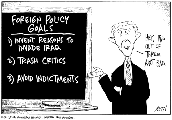 Editorial Cartoon by Tony Auth, Philadelphia Inquirer on Libby Case Overview (older cartoons)