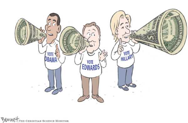 Editorial Cartoon by Clay Bennett, Christian Science Monitor on Presidential Race Heats Up