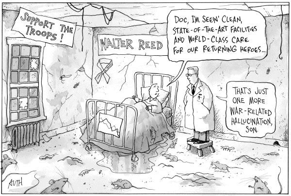 Editorial Cartoon by Tony Auth, Philadelphia Inquirer on US Soldiers Treated Inhumanely