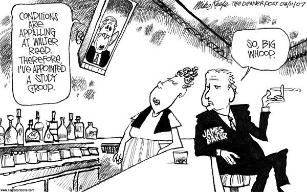 Editorial Cartoon by Mike Keefe, Denver Post on Walter Reed Investigation Continues
