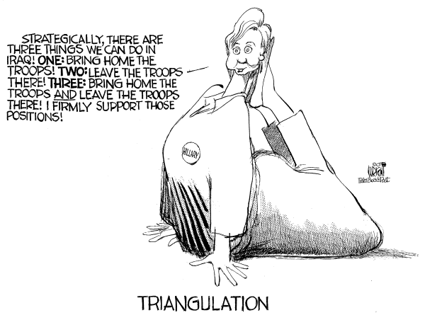 Editorial Cartoon by Don Wright, Palm Beach Post on Hillary Clarifies War View