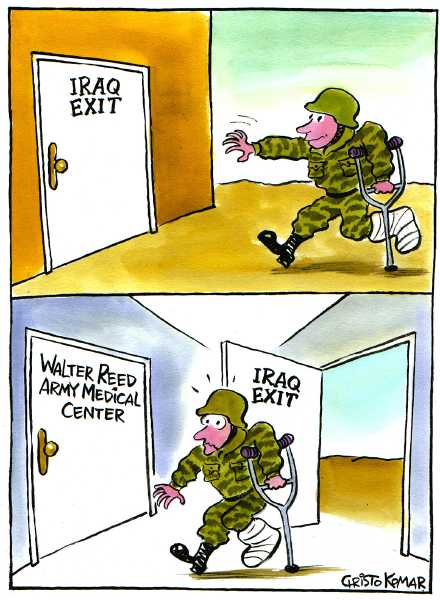 Editorial Cartoon by Christo Komarnitski, Sega, Sofia, Bulgaria on Iraq War Reaches Milestone