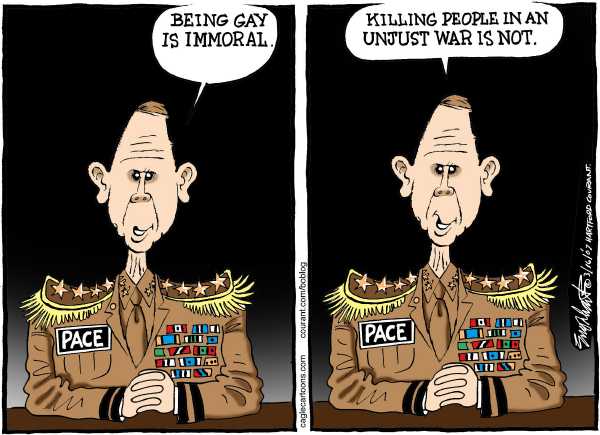 Editorial Cartoon by Bob Engelhart, Hartford Courant on Gays Immoral, General Says