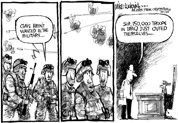 Editorial Cartoon by Mike Luckovich, Atlanta Journal-Constitution on Gays Immoral, General Says