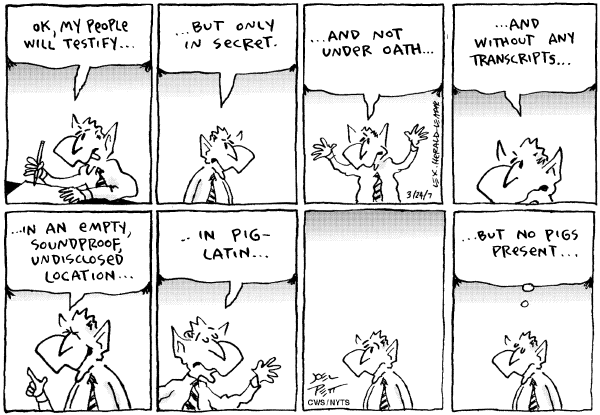 Editorial Cartoon by Joel Pett, Lexington Herald-Leader, CWS/CartoonArts Intl. on Bush: Gonzales Doing a Heck of a Job