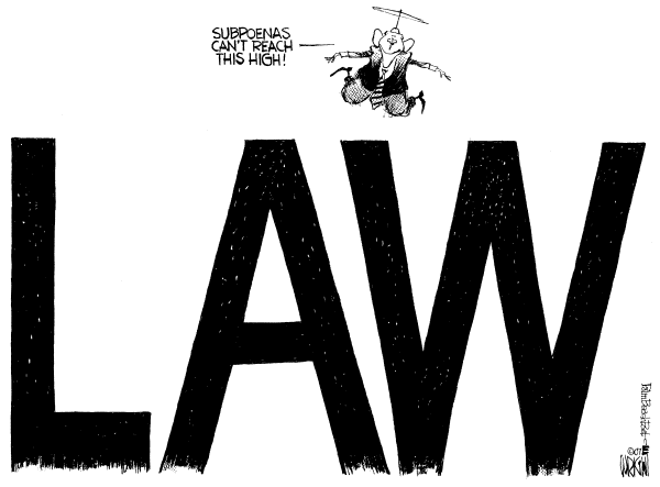 Editorial Cartoon by Don Wright, Palm Beach Post on Bush: Gonzales Doing a Heck of a Job