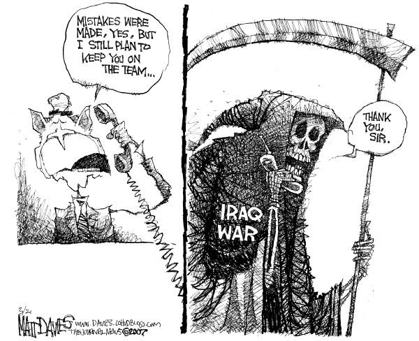 Editorial Cartoon by Matt Davies, Journal News on Congress Sets Iraq War Timetable