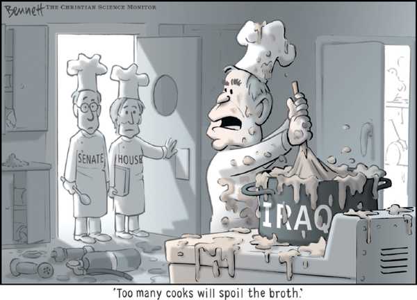 Editorial Cartoon by Clay Bennett, Christian Science Monitor on Congress Sets Iraq War Timetable