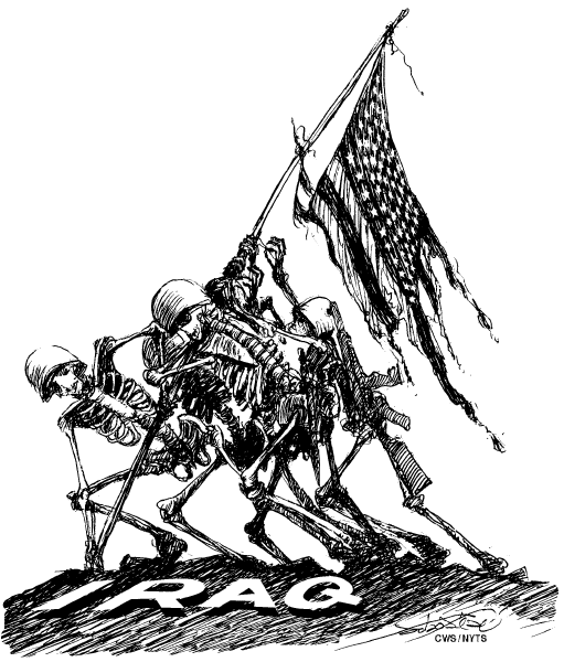 Editorial Cartoon by Sakai, Kagoshima Pref., Japan on Congress Sets Iraq War Timetable