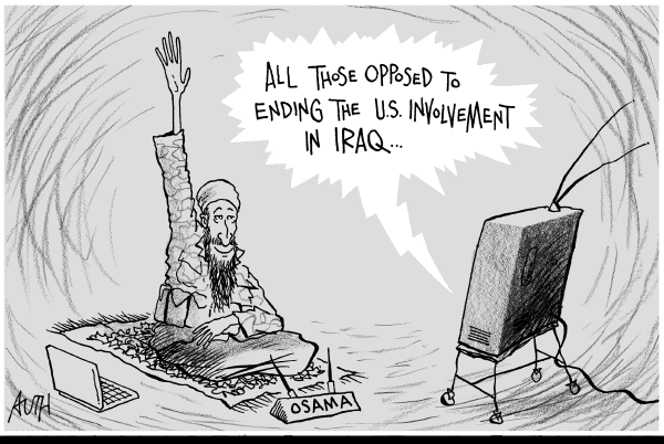 Editorial Cartoon by Tony Auth, Philadelphia Inquirer on Congress Sets Iraq War Timetable