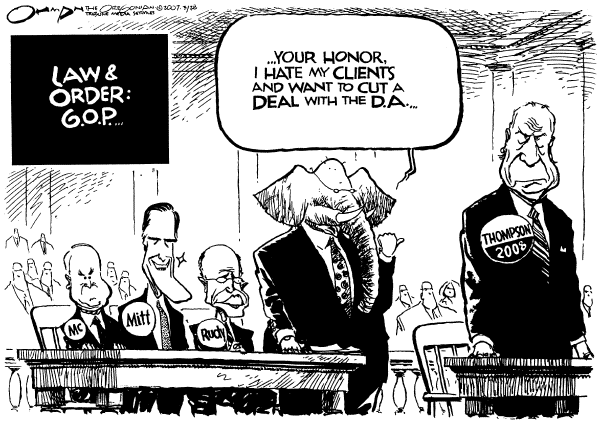 Editorial Cartoon by Jack Ohman, The Oregonian on 2008 Race Takes Surprising Turns