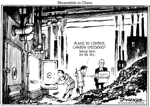 Editorial Cartoon by Jeff Danziger, CWS/CartoonArts Intl. on Action on Global Warming Expected