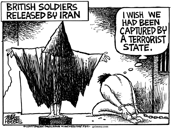 Editorial Cartoon by Mike Peters, Dayton Daily News on Iran Releases British Sailors