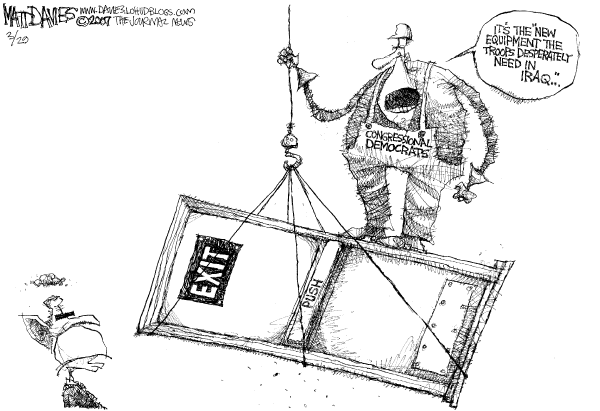 Editorial Cartoon by Matt Davies, Journal News on Democrats Confront Bush on War