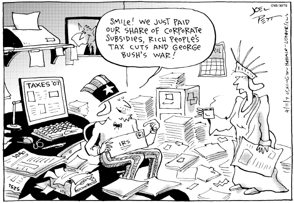 Editorial Cartoon by Joel Pett, Lexington Herald-Leader, CWS/CartoonArts Intl. on Minimum Tax Proposed