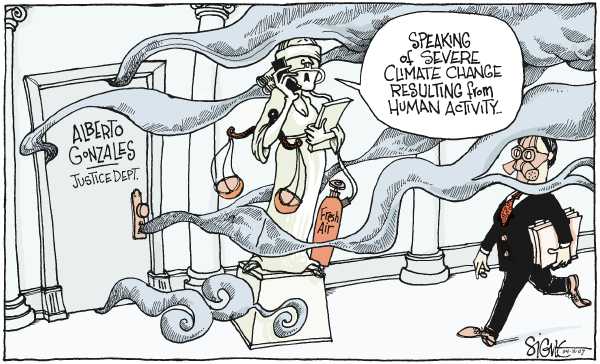 Editorial Cartoon by Signe Wilkinson, Philadelphia Daily News on Attorney General Ready to Testify