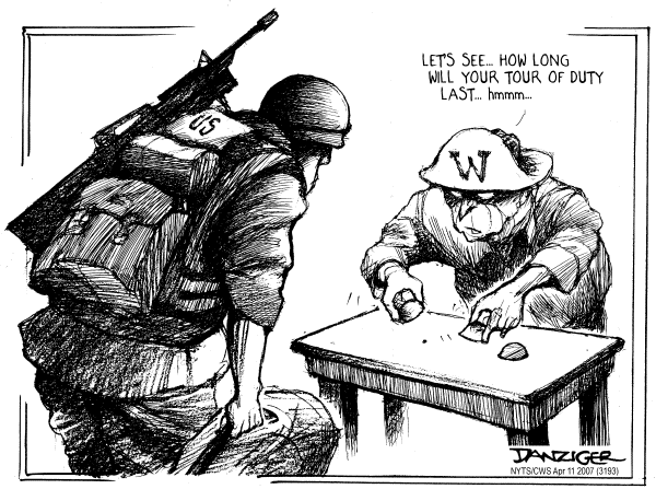 Editorial Cartoon by Jeff Danziger, CWS/CartoonArts Intl. on Surge Successful, Bush Says