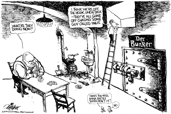Editorial Cartoon by Pat Oliphant, Universal Press Syndicate on President Pledges Not to Back Down