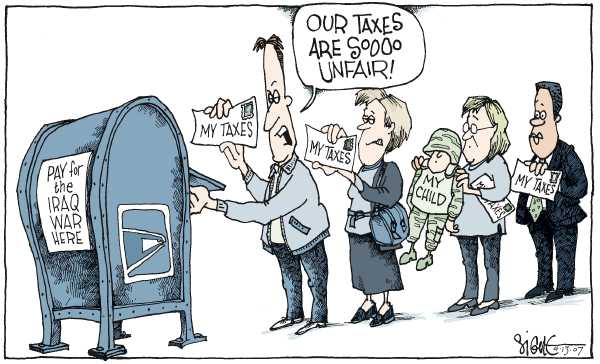 Editorial Cartoon by Signe Wilkinson, Philadelphia Daily News on Gunmen Kill Scores in Iraq