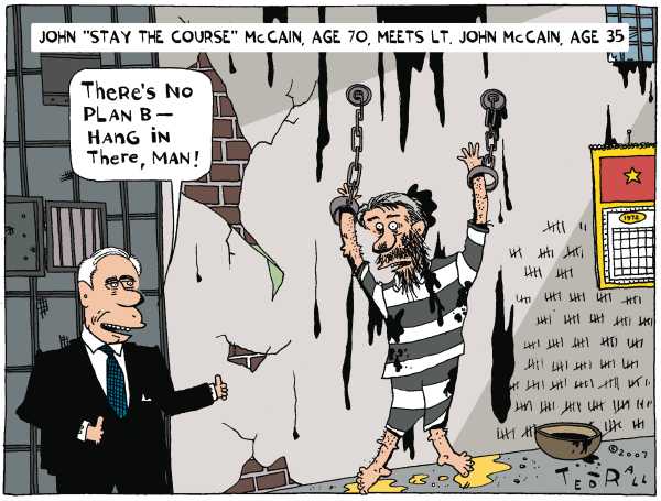 Editorial Cartoon by Ted Rall on McCain Refines His Message