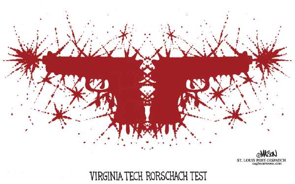Editorial Cartoon by RJ Matson, Cagle Cartoons on Gunman Kills 32 at Virginia Tech