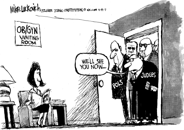 Editorial Cartoon by Mike Luckovich, Atlanta Journal-Constitution on Supreme Court Upholds Abortion Limit