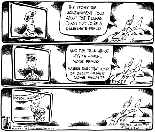 Editorial Cartoon by Tom Toles, Washington Post on President Unfettered by Developments