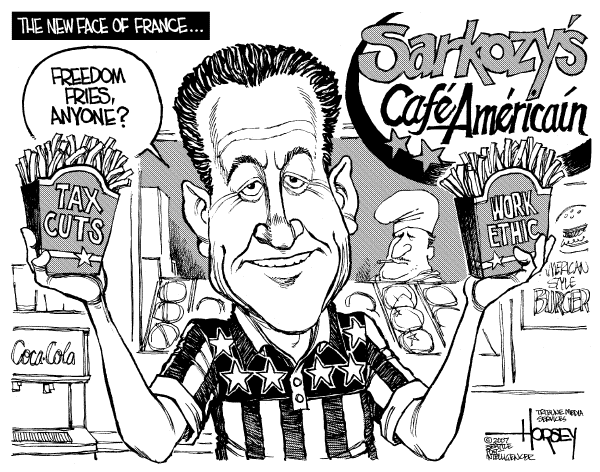 Editorial Cartoon by David Horsey, Seattle Post-Intelligencer on New French Leader Elected