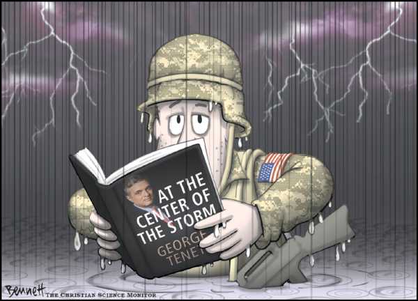 Editorial Cartoon by Clay Bennett, Christian Science Monitor on Surge Working, Bush Says