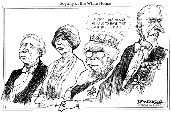 Editorial Cartoon by Jeff Danziger, CWS/CartoonArts Intl. on Queen Visits US
