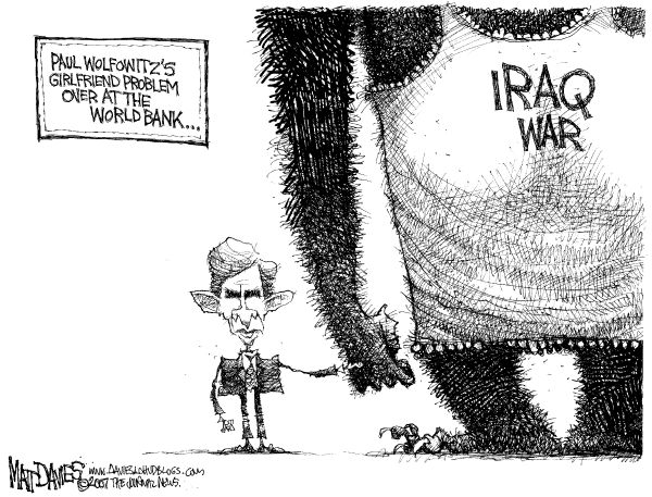 Editorial Cartoon by Matt Davies, Journal News on Pressure Mounts on Wolfowitz