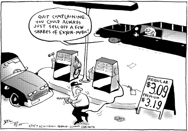 Editorial Cartoon by Joel Pett, Lexington Herald-Leader, CWS/CartoonArts Intl. on Cost of Gas Rises