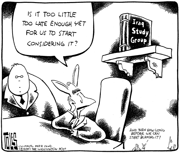 Editorial Cartoon by Tom Toles, Washington Post on Democrats Capitulate on Iraq