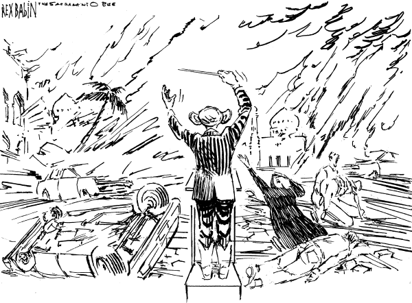 Editorial Cartoon by Rex Babin, Sacramento Bee on Democrats Capitulate on Iraq