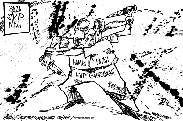Editorial Cartoon by Mike Keefe, Denver Post on Mideast Peace Process Continues