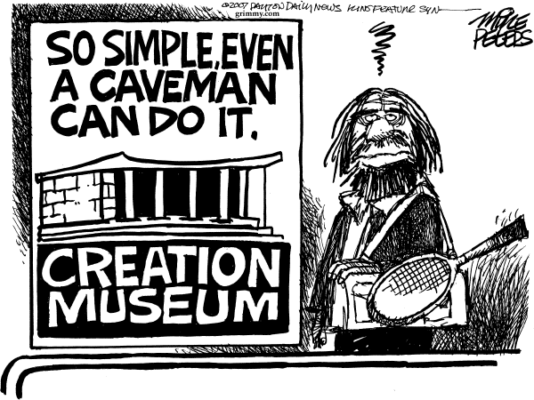 Editorial Cartoon by Mike Peters, Dayton Daily News on Creationist Museum Opens