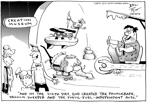 Editorial Cartoon by Joel Pett, Lexington Herald-Leader, CWS/CartoonArts Intl. on Creationist Museum Opens