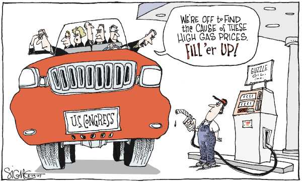 Editorial Cartoon by Signe Wilkinson, Philadelphia Daily News on Gas Prices Continue to Rise