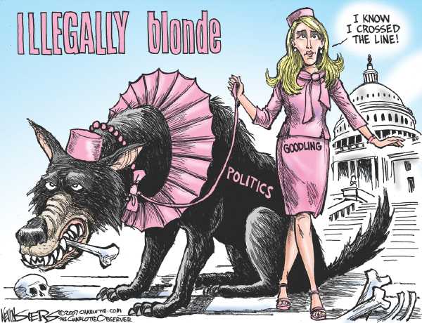 Editorial Cartoon by Kevin Siers, Charlotte Observer on Bush Expresses Support for Gonzales
