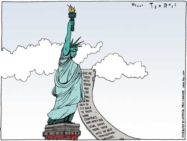Editorial Cartoon by Ted Rall on Immigration Compromise Reached